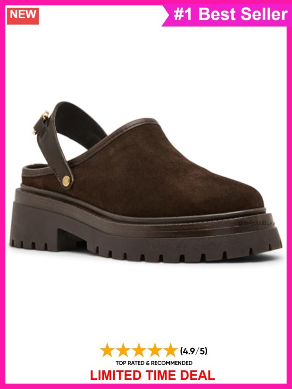 Suede Clog with Slingback Strap & Block Heel Casual Daily Wear